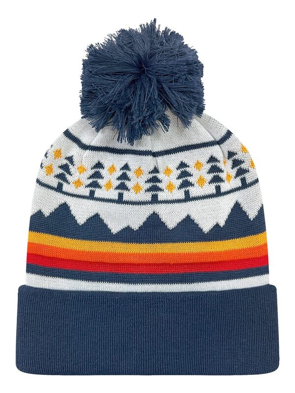 Grand Recycled Beanie - Trees & Peaks/ Navy