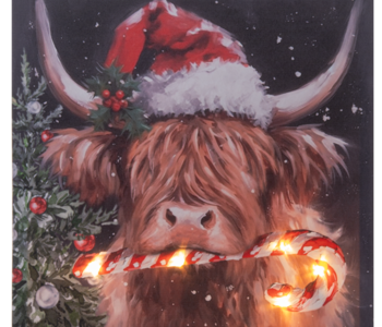 Christmas Cow Light Up Plaque