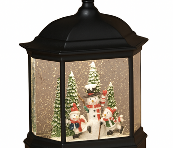 9.25"H B/O Lighted Spinning Water Globe Lantern w/ Holiday Scene