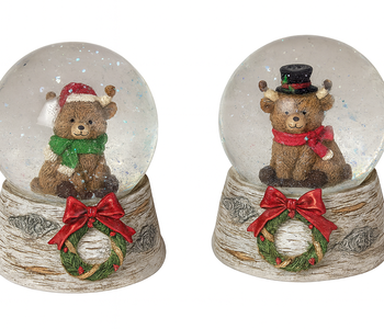 5.12"H Resin & Glass Holiday Highland Cow Design Water Globe