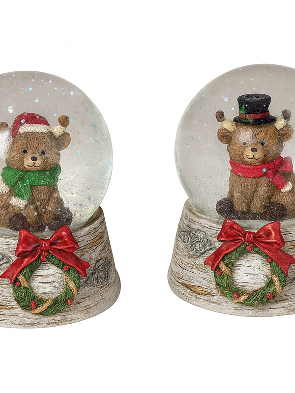 5.12"H Resin & Glass Holiday Highland Cow Design Water Globe