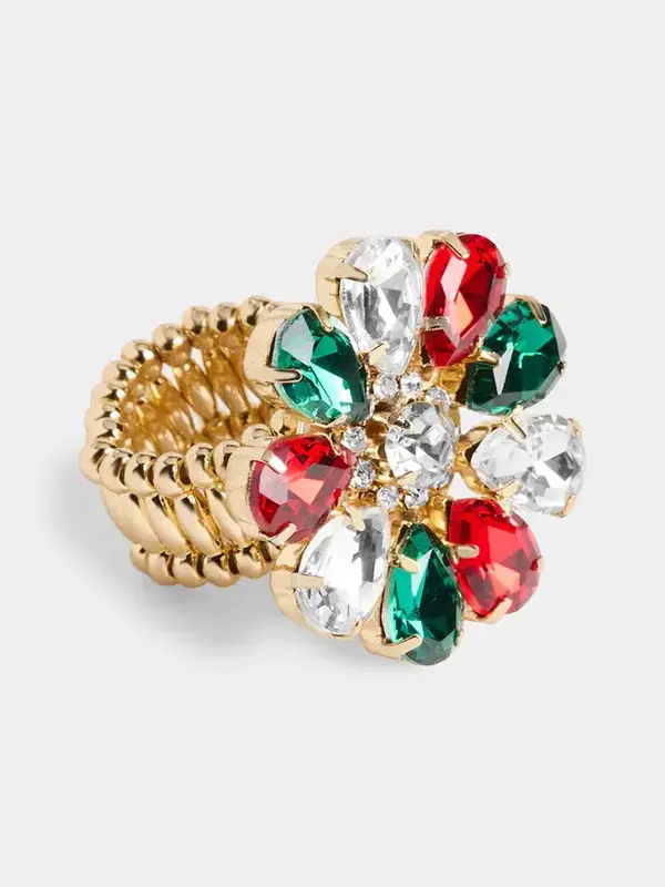 Jolly Christmas Stretch Ring - Gold