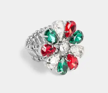 Jolly Christmas Stretch Ring - Silver
