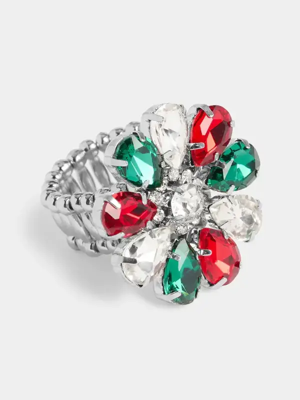 Jolly Christmas Stretch Ring - Silver