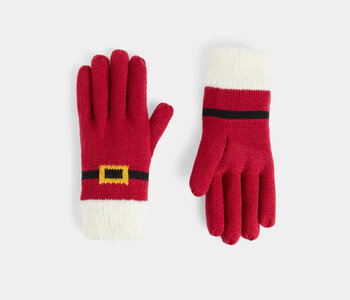 Santa Belt Gloves - Red