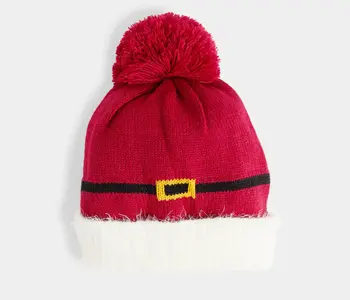 Santa Belt Knit Hat - Red