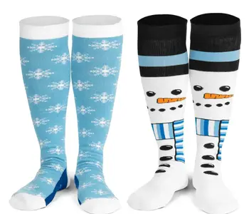 Snowflake & Snowman Knee High Socks (2 Pack)