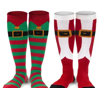 Santa & Elf Knee High Socks (2 Pack)
