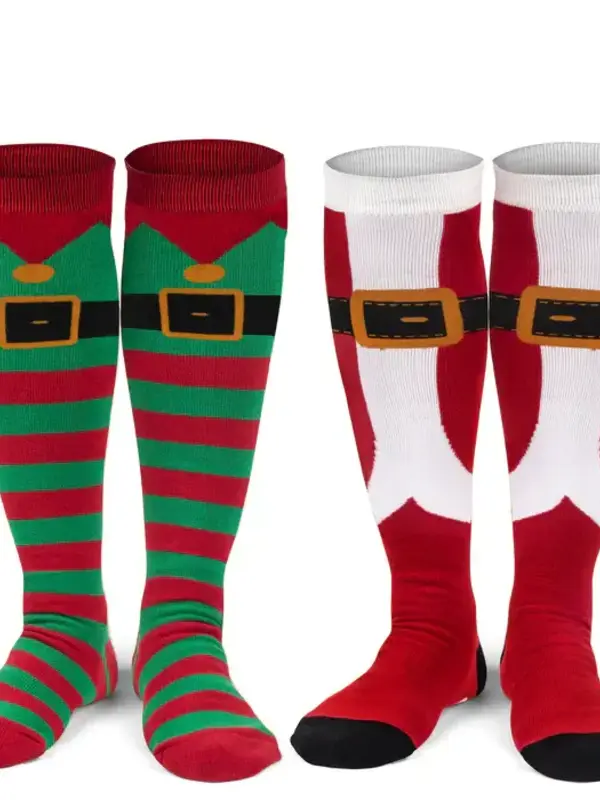 Santa & Elf Knee High Socks (2 Pack)