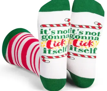 It's Not Gonna Lick Itself Candy Cane Christmas Socks