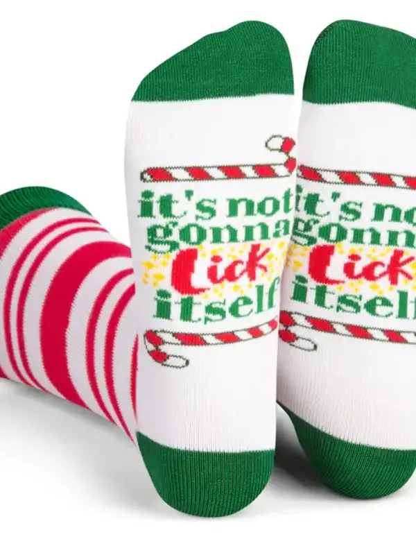 It's Not Gonna Lick Itself Candy Cane Christmas Socks