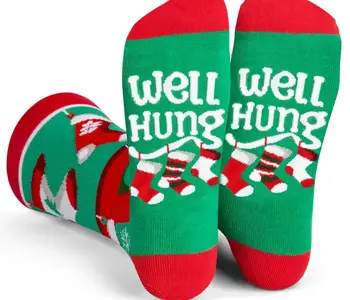 Well Hung Funny Christmas Socks