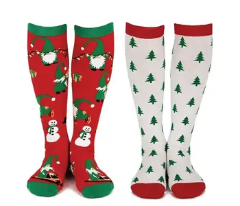 Christmas Gnomes & Trees Knee High Socks (2 Pack)