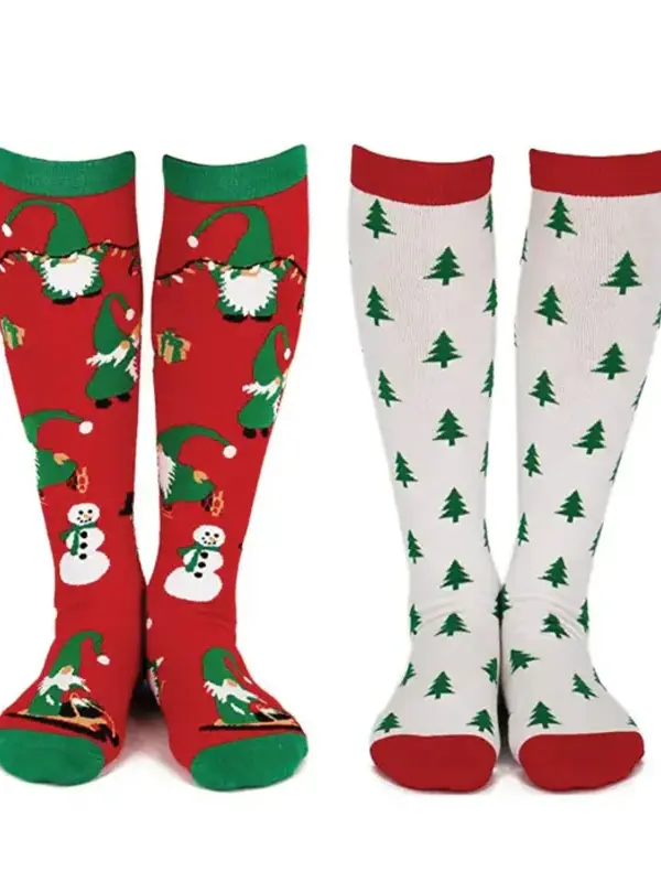 Christmas Gnomes & Trees Knee High Socks (2 Pack)