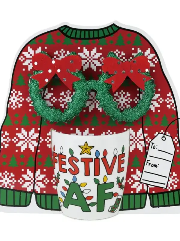FESTIVE AF MUG WITH GLASSES