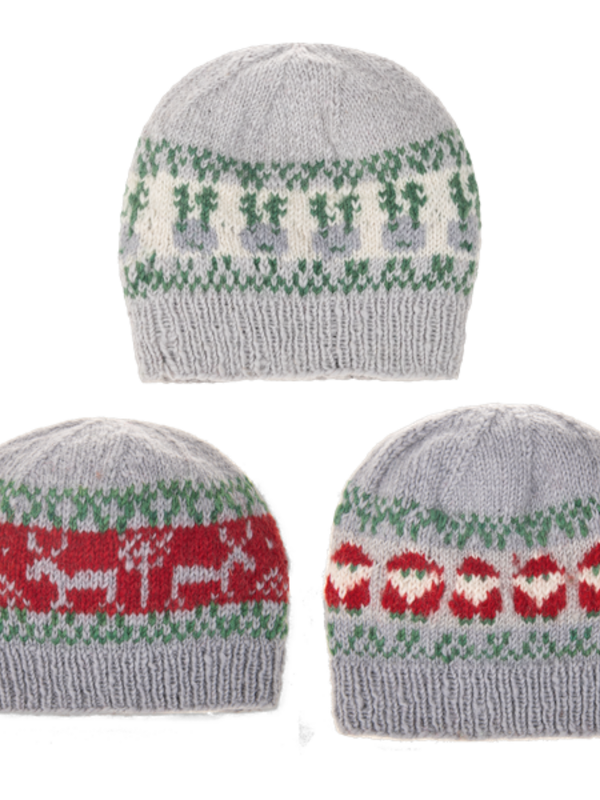 Knit Embroidered Holiday Icon Beanies