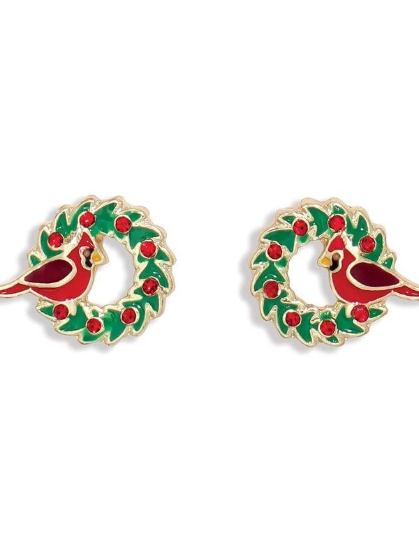 Enamel Cardinals on Wreath