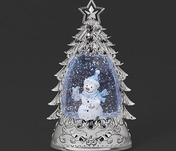 6"H LIGHTED SILVER SNOWMAN SILVER PLATED