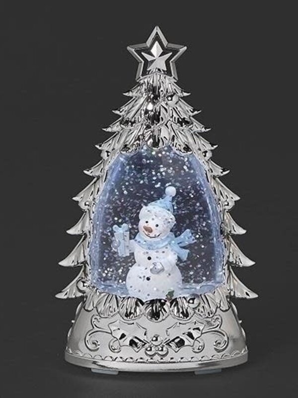 6"H LIGHTED SILVER SNOWMAN SILVER PLATED
