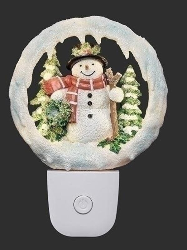 5.5"H LIGHTED SNOWMAN W/WREATH NIGHT LIGHT