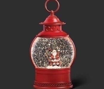 7"H LIGHTED SWIRL MINI LANTERN WITH SANTA SCENE