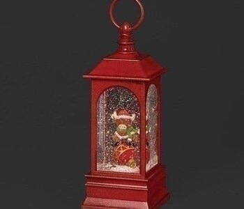 10"H LIGHTED HIGHLAND COW RED LANTERN SWIRL