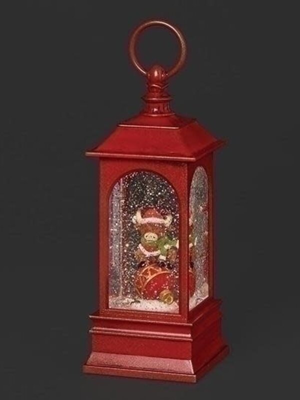 10"H LIGHTED HIGHLAND COW RED LANTERN SWIRL