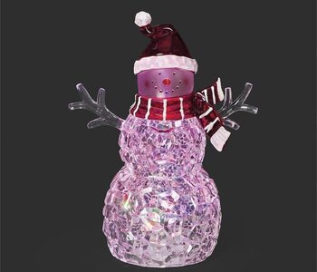 12"H LIGHTED SNOWMAN FIGURE MULTI COLORED LIGHTS