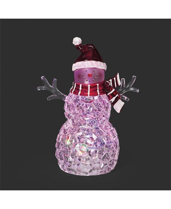 12"H LIGHTED SNOWMAN FIGURE MULTI COLORED LIGHTS