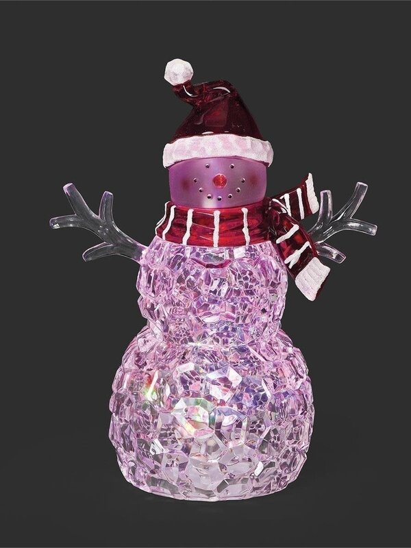 12"H LIGHTED SNOWMAN FIGURE MULTI COLORED LIGHTS