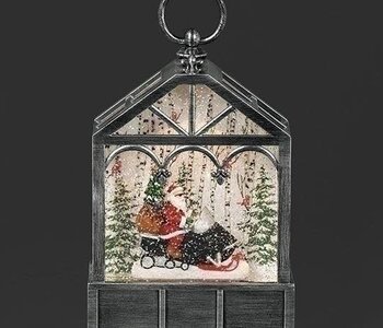 9"H LIGHTED SWIRL SANTA MOBILE LANTERN