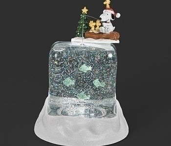 8"H LIGHTED SWIRL SNOOPY FISHING W/WOODSTOCK