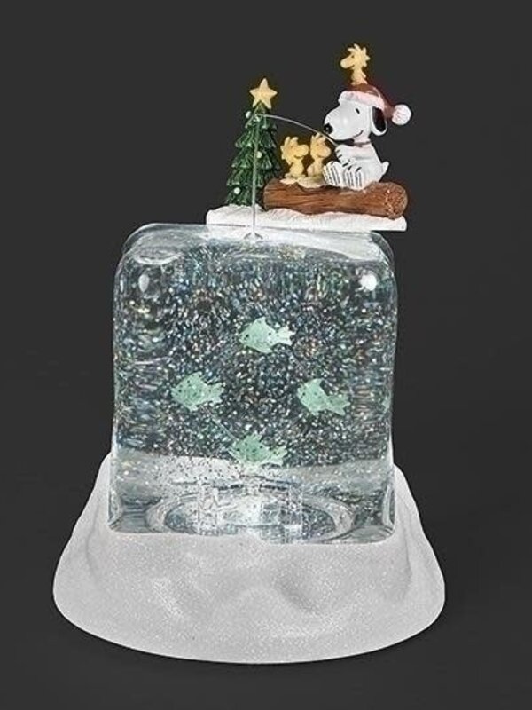 8"H LIGHTED SWIRL SNOOPY FISHING W/WOODSTOCK