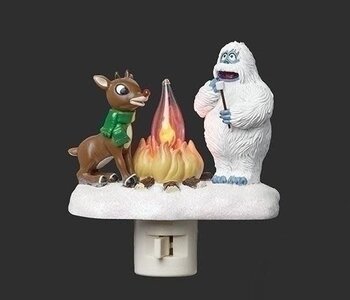 4.5"H LIGHTED RUDOLPH CAMPFIRE W/BUMBLE NIGHT LIGHT