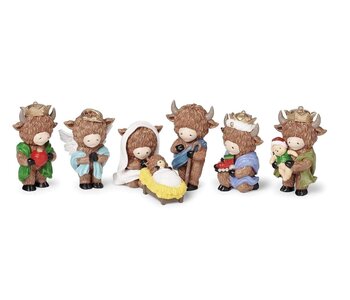 4"H 7PC HIGHLAND COW PAGEANT SET