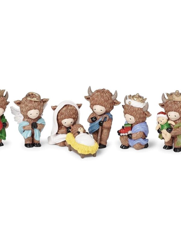 4"H 7PC HIGHLAND COW PAGEANT SET