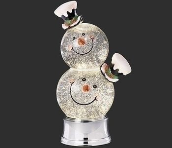 11"H LED SWIRL DOUBLE SNOWMAN HEADS