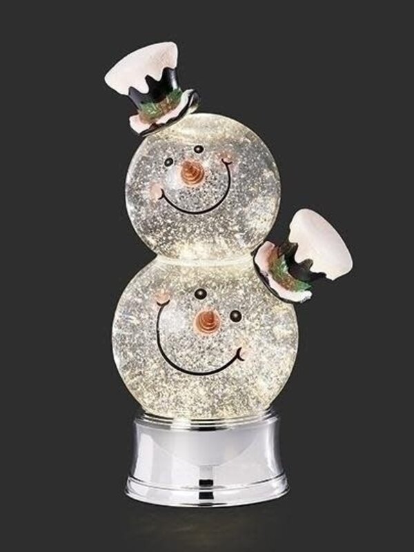 11"H LED SWIRL DOUBLE SNOWMAN HEADS