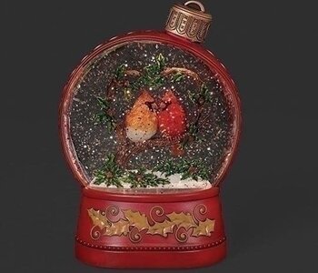 7"H LIGHTED SWIRL CARDINAL HEART ORNAMENT