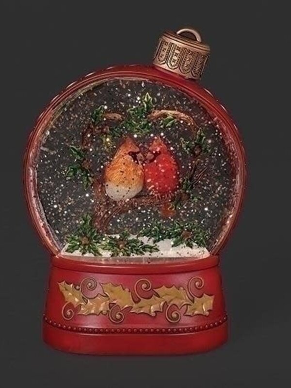 7"H LIGHTED SWIRL CARDINAL HEART ORNAMENT