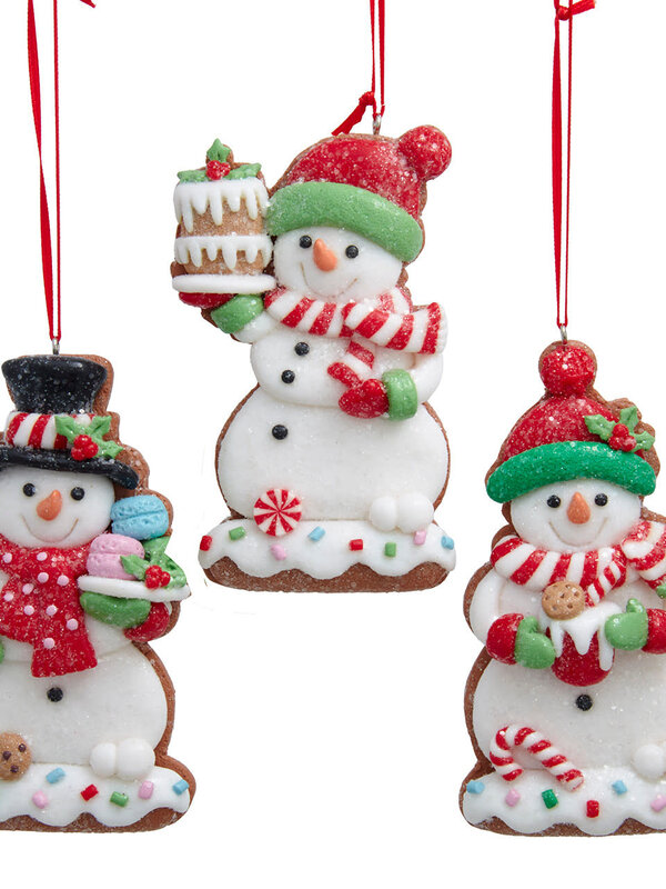 Gingerbread Snowman With Ice Cream Cake & Macaroon Cookie Ornaments