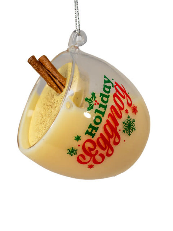Glass Holiday Eggnog Ornament