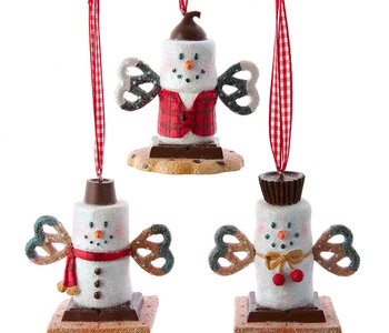 Snowman S'mores With Pretzel Ornament