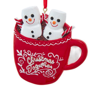 Marshmallow Snowman Couple "1st Christmas Together" in Cocoa Mug