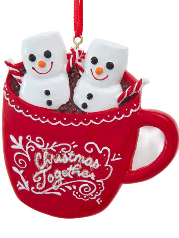 Marshmallow Snowman Couple "1st Christmas Together" in Cocoa Mug
