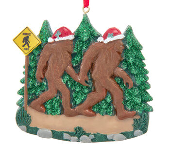 Big Foot Walking With Santa Family Of 2 Ornament