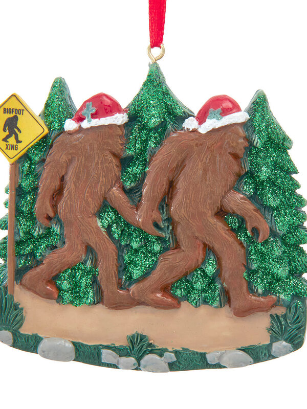 Big Foot Walking With Santa Family Of 2 Ornament