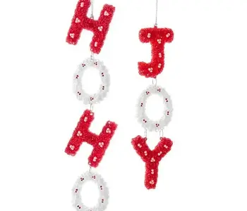 Red and White "Joy" and "Ho Ho Ho" Ornaments