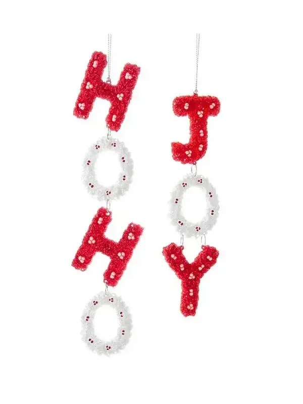 Red and White "Joy" and "Ho Ho Ho" Ornaments