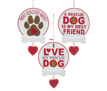 Rescue Dog Sign Ornament